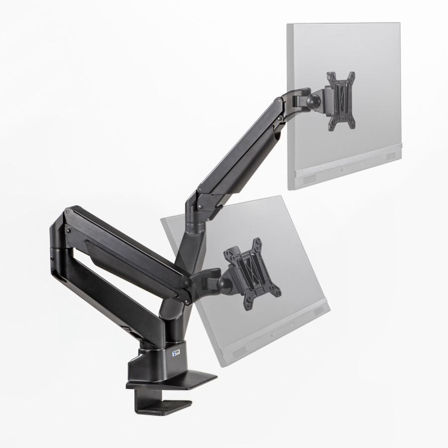 訳あり新品 モニターアーム 2画面 デュアル クランプ式 グロメット式 34型 耐荷重2〜10kg 上下左右 ブラック CR-LA1302BKN2 サンワサプライ 箱に傷・汚れあり_12