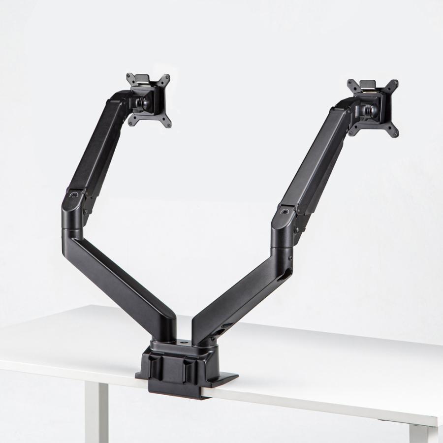訳あり新品 モニターアーム 2画面 デュアル クランプ式 グロメット式 34型 耐荷重2〜10kg 上下左右 ブラック CR-LA1302BKN2 サンワサプライ 箱に傷・汚れあり_17