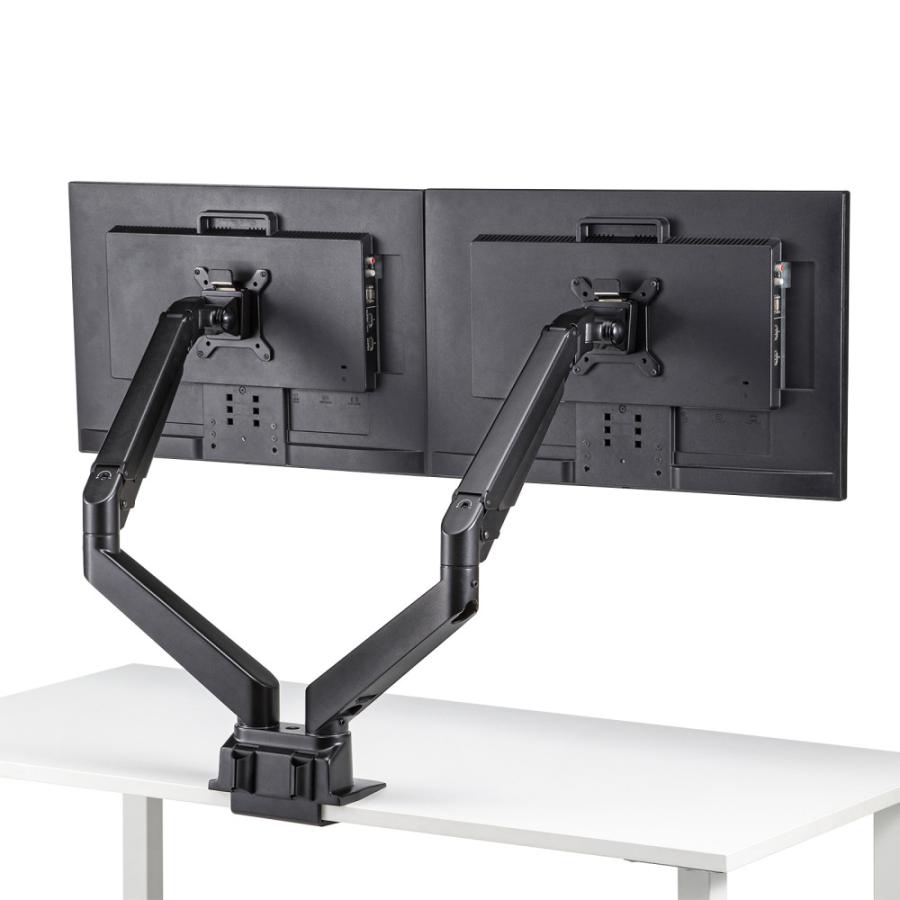 訳あり新品 モニターアーム 2画面 デュアル クランプ式 グロメット式 34型 耐荷重2〜10kg 上下左右 ブラック CR-LA1302BKN2 サンワサプライ 箱に傷・汚れあり_7