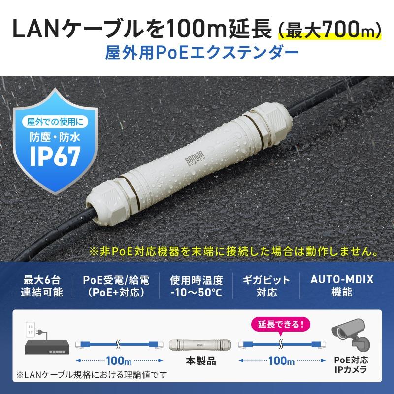 SANWA SUPPLY（サンワサプライ） 訳あり新品 PoEエクステンダー IP67