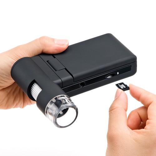 訳あり新品 マイクロスコープ モニター付き デジタル 顕微鏡 最大300倍 スタンド ハンディ 小型 箱にキズ、汚れあり LPE-05BK サンワサプライの画像