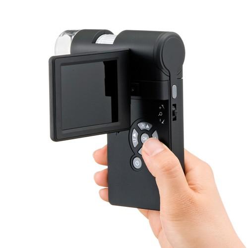 訳あり新品 マイクロスコープ モニター付き デジタル 顕微鏡 最大300倍 スタンド ハンディ 小型 箱にキズ、汚れあり LPE-05BK サンワサプライの画像