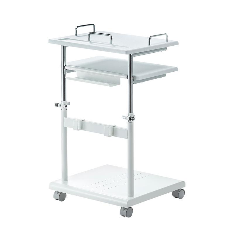 訳あり新品 プロジェクター台 高さ調整 中棚/下棚 トレー ケーブルフック付き 耐荷重15kg デスク下 PR-17 サンワサプライ 外装に傷・汚れありの画像