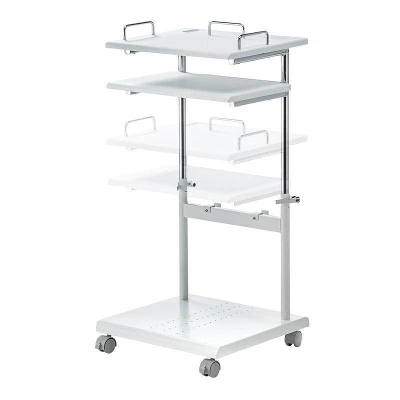 訳あり新品 プロジェクター台 高さ調整 中棚/下棚 トレー ケーブルフック付き 耐荷重15kg デスク下 PR-17 サンワサプライ 外装に傷・汚れありの画像