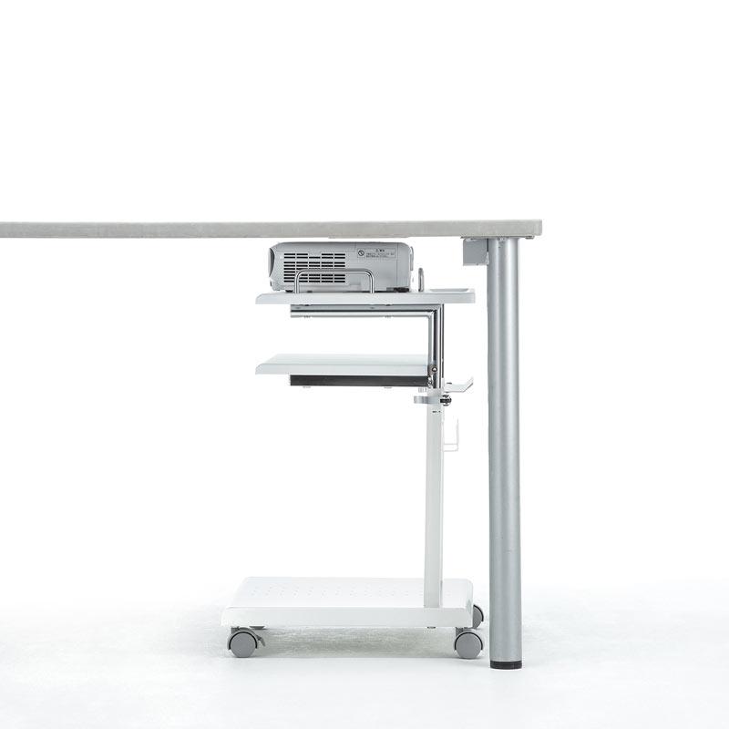 訳あり新品 プロジェクター台 高さ調整 中棚/下棚 トレー ケーブルフック付き 耐荷重15kg デスク下 PR-17 サンワサプライ 外装に傷・汚れありの画像