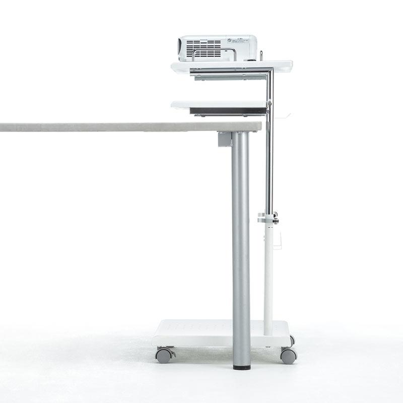 訳あり新品 プロジェクター台 高さ調整 中棚/下棚 トレー ケーブルフック付き 耐荷重15kg デスク下 PR-17 サンワサプライ 外装に傷・汚れありの画像