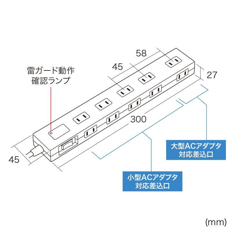 訳あり新品 雷ガードタップ 10個口 3m ブラック TAP-SP2110N-3BK サンワサプライ 外装に傷・汚れあり｜esupply｜14