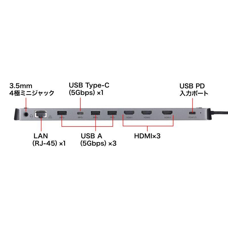訳あり新品 ドッキングステーション USBタイプC接続 HDMI×3画面出力 USB-CVDK13 サンワサプライ 外装に傷・汚れあり_8