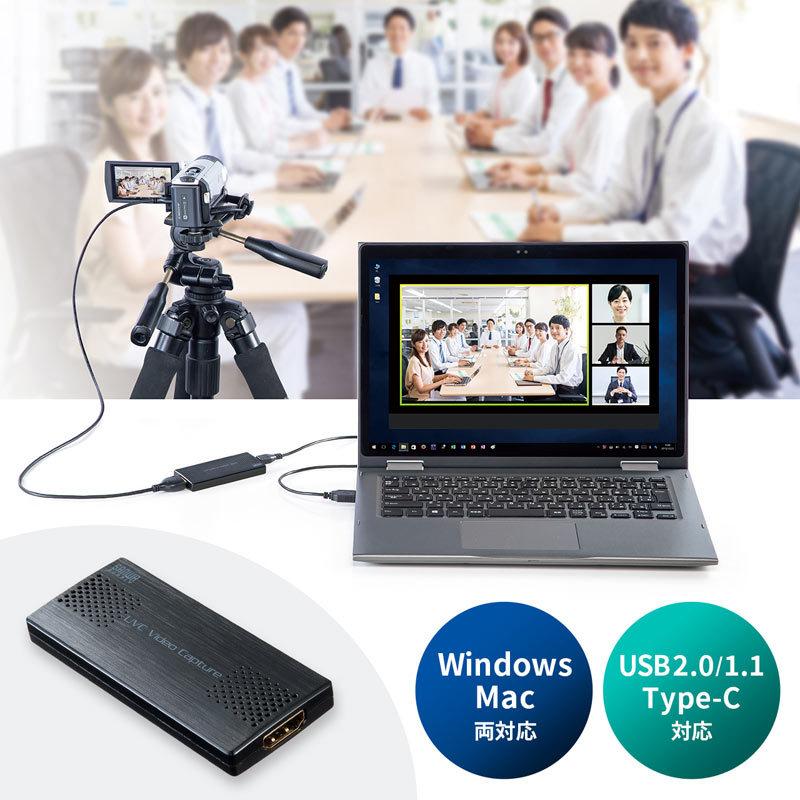 訳あり新品 USB-HDMIカメラアダプタ USB2.0 キャプチャーアダプタ WEBカメラ化 Zoom Skype USB-CVHDUVC2 サンワサプライ 外装 にキズ、汚れありの画像