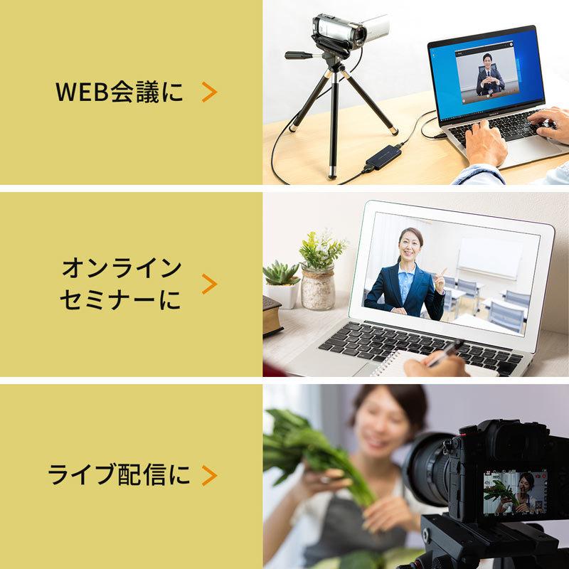 訳あり新品 USB-HDMIカメラアダプタ USB2.0 キャプチャーアダプタ WEBカメラ化 Zoom Skype USB-CVHDUVC2 サンワサプライ 外装 にキズ、汚れありの画像