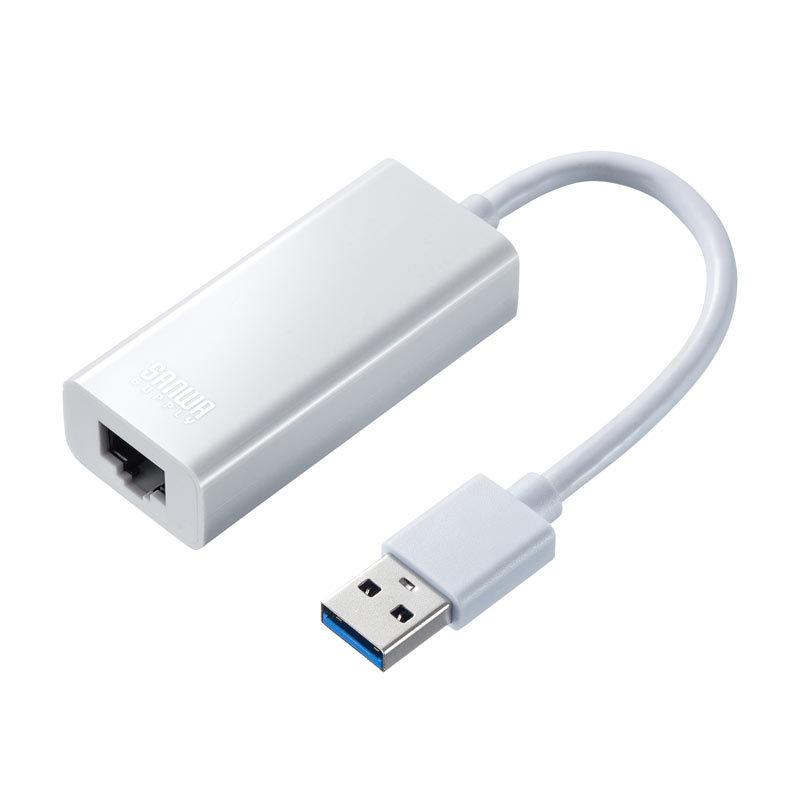 訳あり新品 USB3.2-LAN変換アダプタ ホワイト USB-CVLAN1WN サンワサプライ 外装に傷・汚れあり ネコポス対応｜esupply