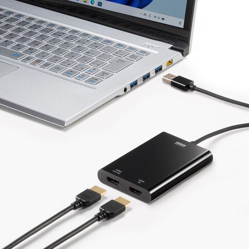 訳あり新品 USB-HDMIディスプレイアダプタ 4K/30Hz対応 2画面出力 USB 5Gbps USB-CVU3HD5 サンワサプライ 外装に傷・汚れありの画像