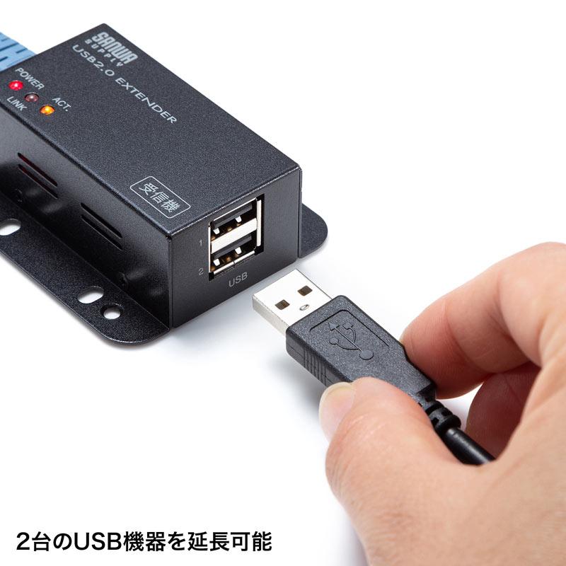 訳あり新品 延長器 エクステンダー USB2.0 2ポートハブ付き 壁固定可能 LANケーブル 最大50mまで延長  USB-EXSET3 サンワサプライ 外装に傷・汚れあり｜esupply｜18