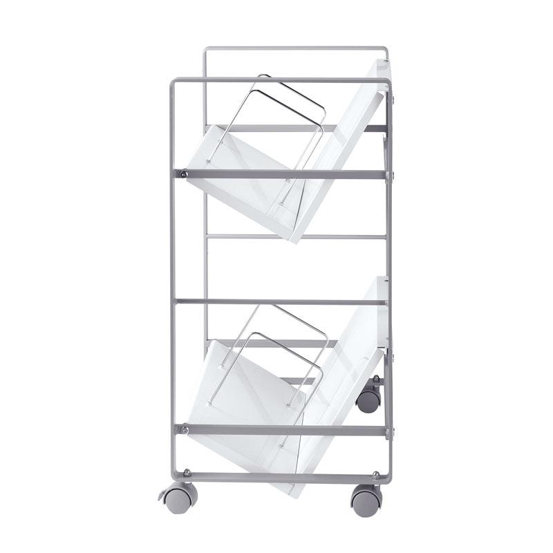 訳あり新品 ファイルワゴン A4ファイル2段収納 斜め収納タイプ W550×D350×H695mm WG-50N2 サンワサプライ 外装に傷・汚れあり_4