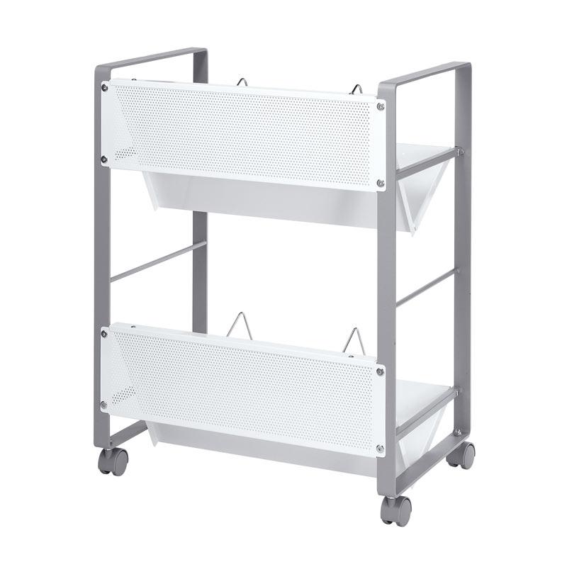 訳あり新品 ファイルワゴン A4ファイル2段収納 斜め収納タイプ W550×D350×H695mm WG-50N2 サンワサプライ 外装に傷・汚れあり_5