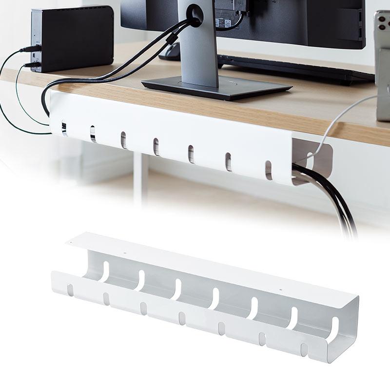 在庫限り ケーブルトレー ケーブルオーガナイザ 配線 収納 隠し デスク 電源タップ 幅53cm ホワイト EEX-CBH05WH の商品画像