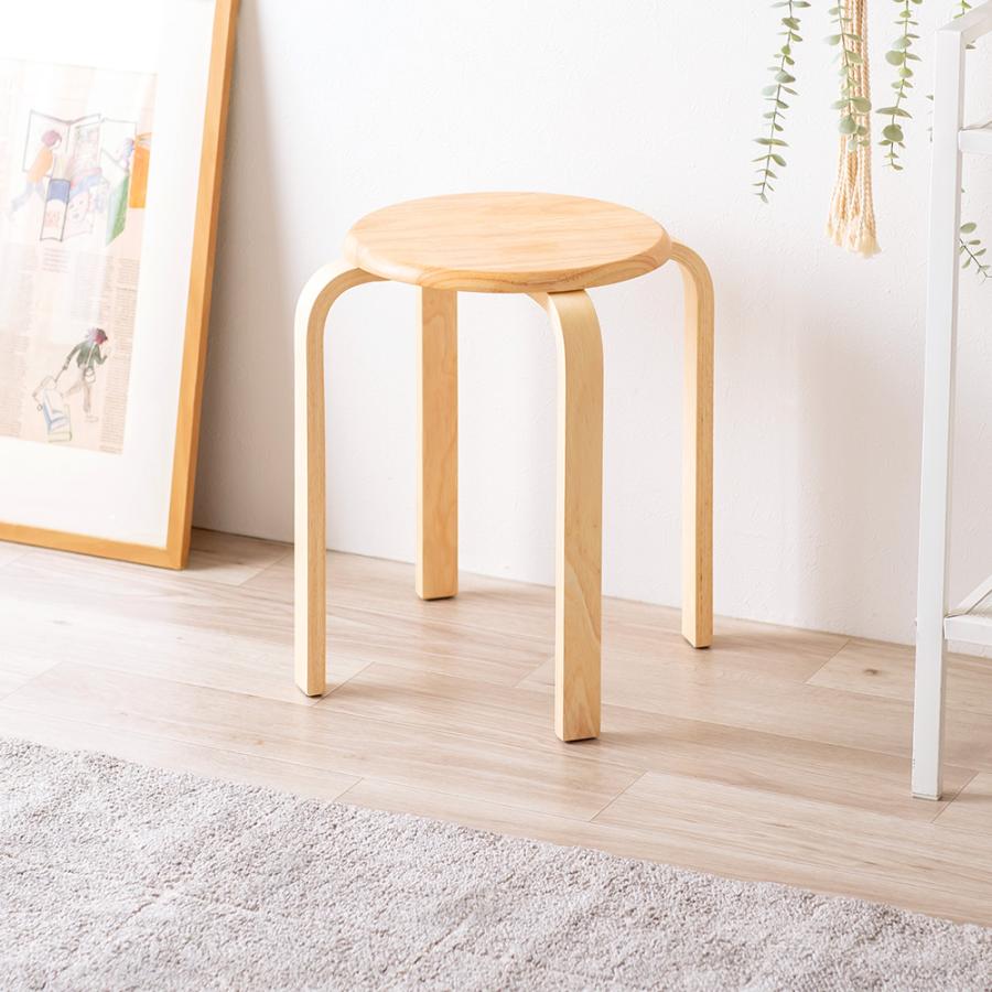 イーサプライ（e-supply） スツール 木製 2脚セット 天然木 丸椅子