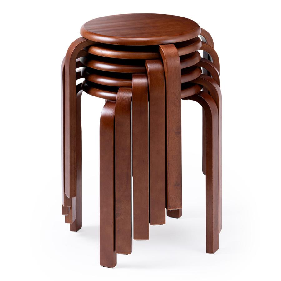 イーサプライ（e-supply） スツール 木製 5脚セット 天然木 丸椅子