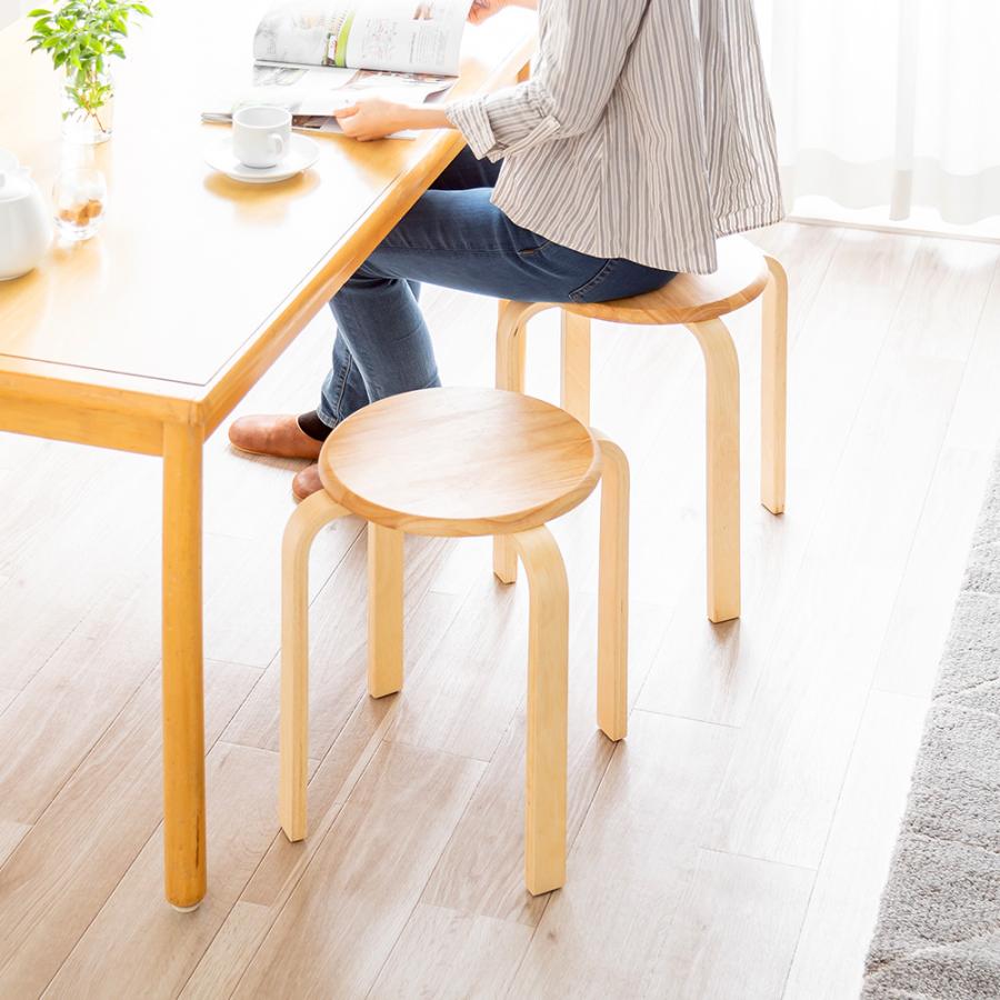 イーサプライ スツール 木製 5脚セット 天然木 丸椅子 背もたれ