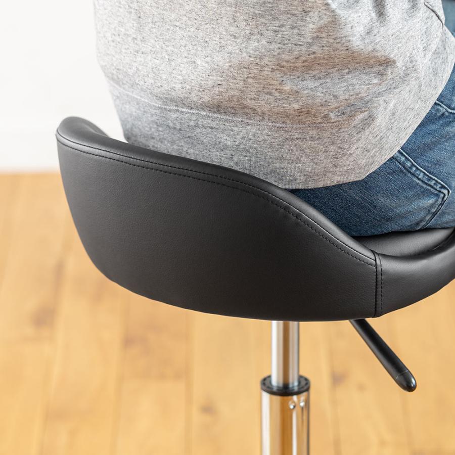 イーサプライ 丸椅子 スツール キャスター付 背もたれ付 ガス圧