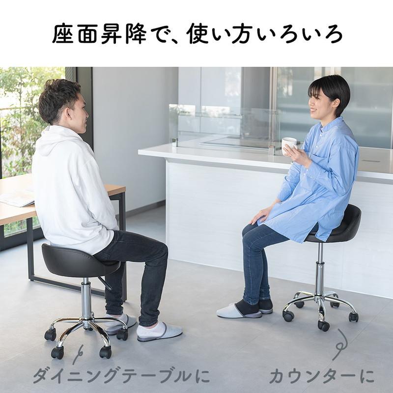 丸椅子 キャスター 昇降式 背もたれ付き ハイタイプ スツール クッション おしゃれ インテリア ブラック EEX-CH93BK|esupply|03