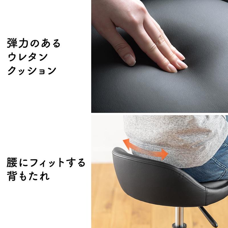丸椅子 キャスター 昇降式 背もたれ付き ハイタイプ スツール クッション おしゃれ インテリア ブラック EEX-CH93BK|esupply|06