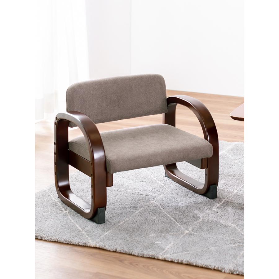 ブラウン 布製 1人掛け高座椅子 木製フレーム ブラウン 布製 1人掛け高座椅子 木製フレーム