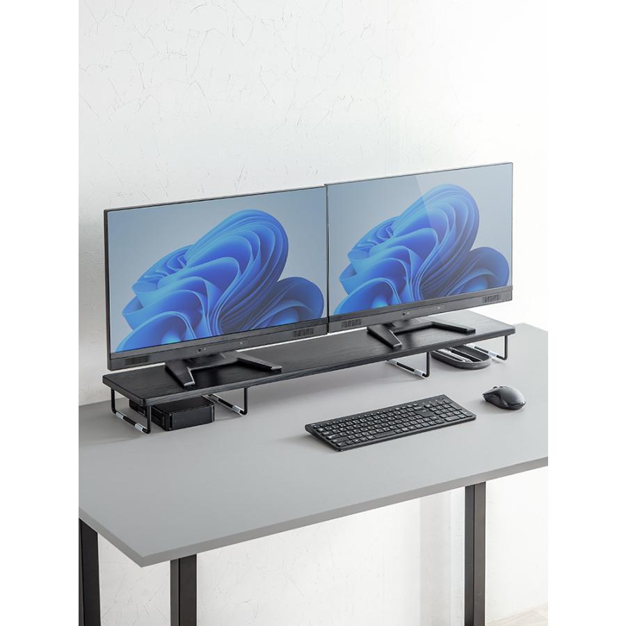 イーサプライ（e-supply） モニター台 幅100cm 2台分 机上 机上ラック