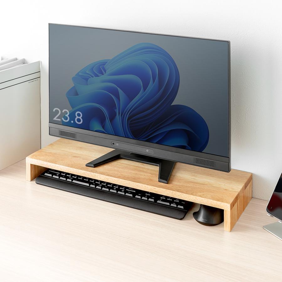 イーサプライ モニター台 卓上 机上 机上ラック 木製 天然木