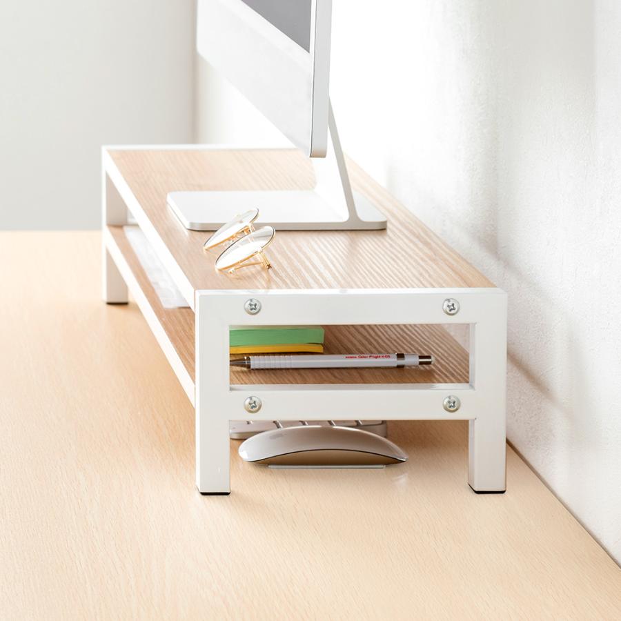 イーサプライ（e-supply） モニター台 卓上 2段 60cm 机上ラック 木製
