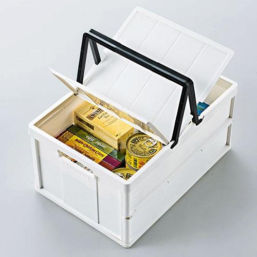 折りたたみコンテナ オリコン 取っ手 蓋 収納 車 キャンプ アウトドア ホワイト 4個セット EEX-FC02X4の画像
