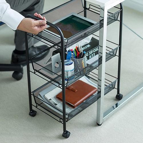 安値 マルチワゴン スチールラック メタル メッシュ オフィス デスク下