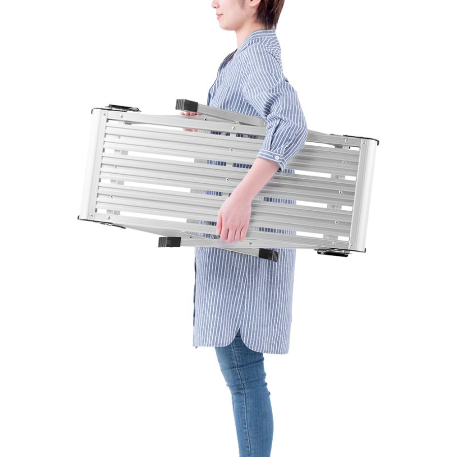 足場台 脚立 軽量 76cm 幅広 ワイド 洗車台 SUV アルミ  折りたたみ 洗車 耐荷重150kg 完成品 シルバー EEX-KYA20 | イーサプライ | 14