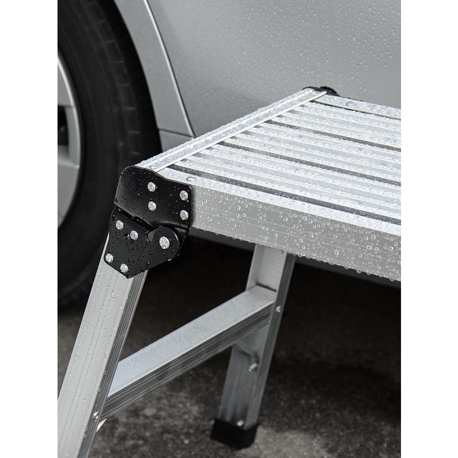 足場台 脚立 軽量 76cm 幅広 ワイド 洗車台 SUV アルミ  折りたたみ 洗車 耐荷重150kg 完成品 シルバー EEX-KYA20 | イーサプライ | 15