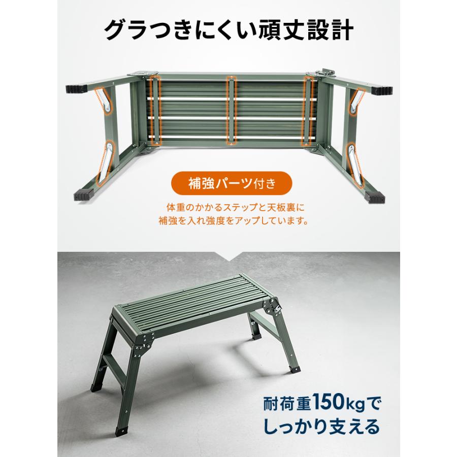 イーサプライ（e-supply） 足場台 脚立 軽量 76cm 幅広 ワイド 洗車台