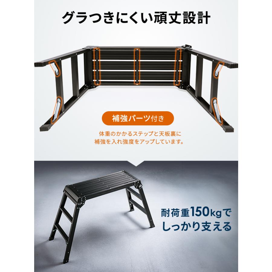 イーサプライ（e-supply） 予約 足場台 脚立 76cm 幅広 ワイド 洗車