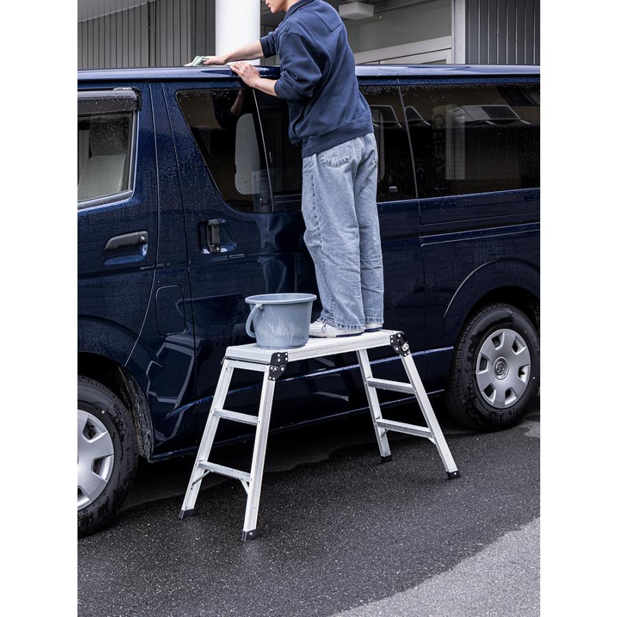 イーサプライ 足場台 脚立 76cm 幅広 ワイド 洗車 SUV アルミ イーサプライ 足場台 脚立 76cm 幅広 ワイド 洗車 SUV アルミ