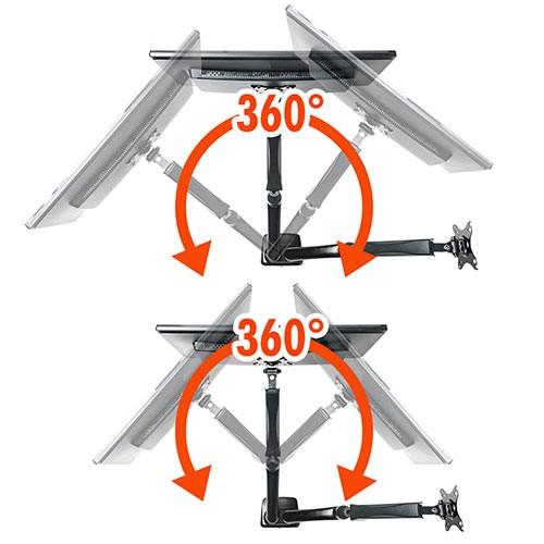 モニターアーム 2画面 32インチ デュアル ガス圧 上下 左右 フリー可動 水平 垂直 クランプ式 グロメット式 VESA ディスプレイ EEX-LA016｜esupply｜04