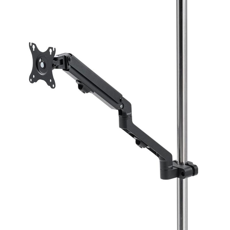 モニターアーム 高さ調整可能 ブラック イーサプライ モニターアーム ポール取付 支柱 アーム 高さ調整