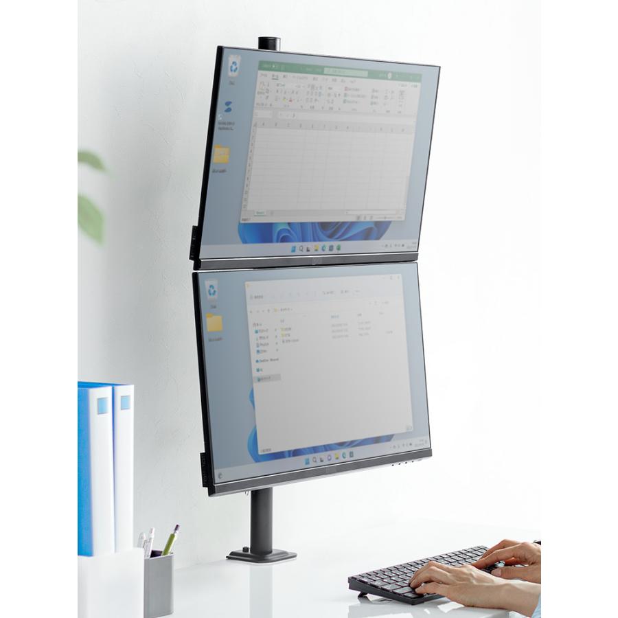 イーサプライ（e-supply） モニターアーム 2画面 32インチ デュアル pc