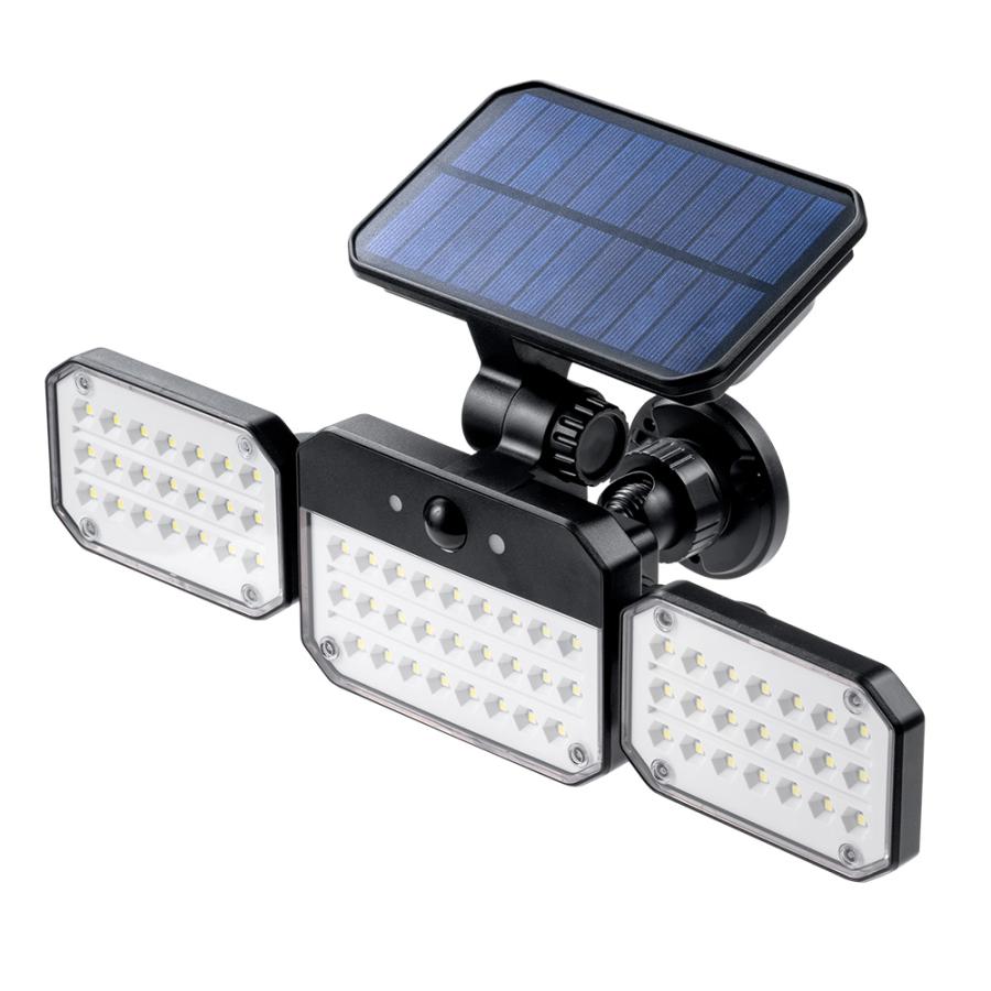 ソーラーライト 屋外 LED 防水 人感 3面ライト 3灯 ソーラー充電 リモコン付 明るい 防犯 玄関 カーポート EEX-LEDSR14