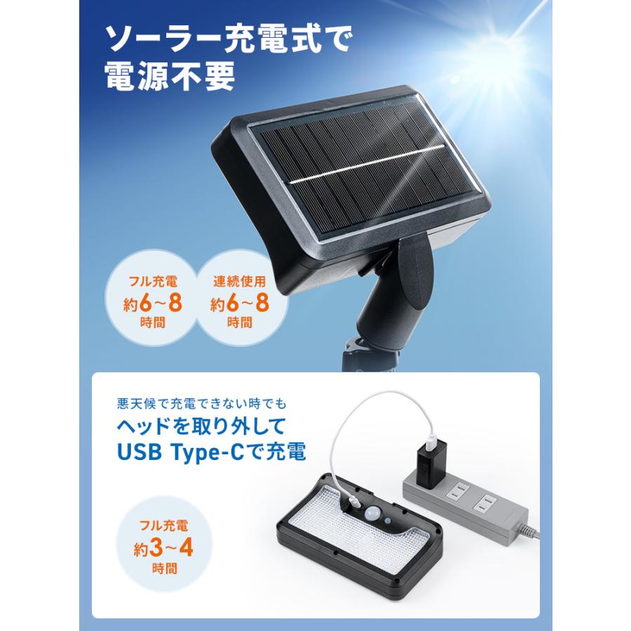 イーサプライ（e-supply） クリップで挟んで使えるソーラー充電式LED