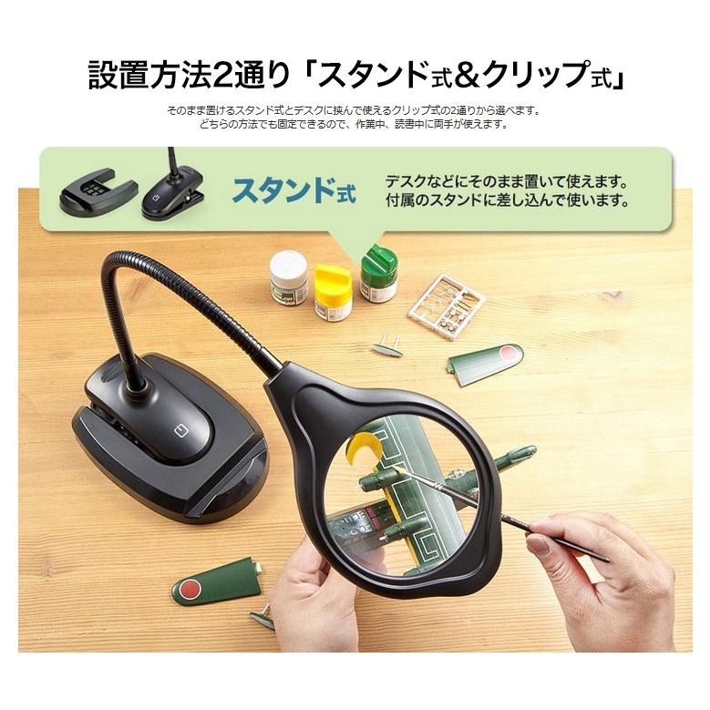 メディカル60 2台セット（12枚＋ルーフ1） イーサプライ 在庫限り 拡大鏡 LEDライト付き アーム スタンド