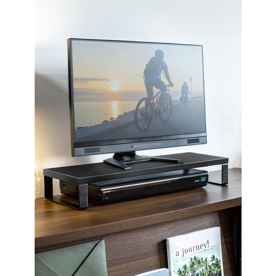 イーサプライ（e-supply） モニター台 デスク 黒 木製 奥行20cm 横幅