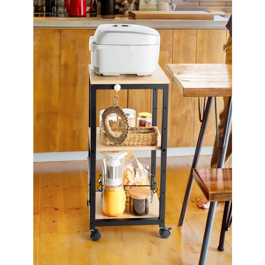 イーサプライ（e-supply） サイドテーブル キャスター 移動式 3段 収納