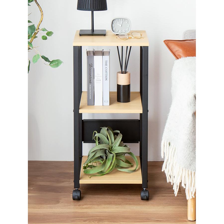 イーサプライ（e-supply） サイドテーブル キャスター 移動式 3段 収納