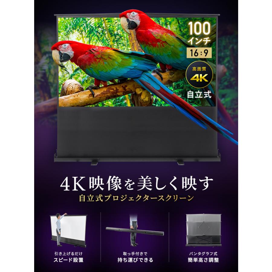 イーサプライ（e-supply） プロジェクタースクリーン 自立式 100インチ