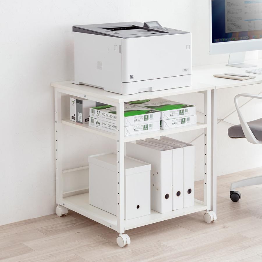 イーサプライ プリンター台 キャスター ラック 収納 デスク横