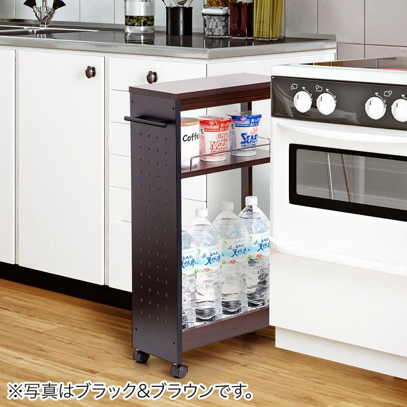 イーサプライ（e-supply） 隙間収納ラック 幅18cm 奥行40cm キャスター