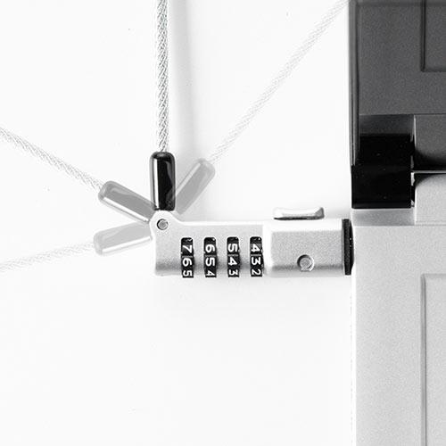 セキュリティワイヤー 10個セット ナノセーバー対応 Nanoスロット ナノセーバー 盗難防止 ダイヤル錠 ワイヤー長1.8m EEX-SLNANO2 EEX-SLNANO2X10_12